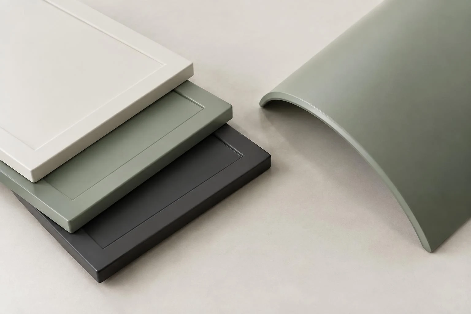 Generated illustration of painted MDF panels with seamless curved and custom-colour finishes.